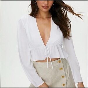 Sunday Best Giselle Tie Front Cropped Blouse